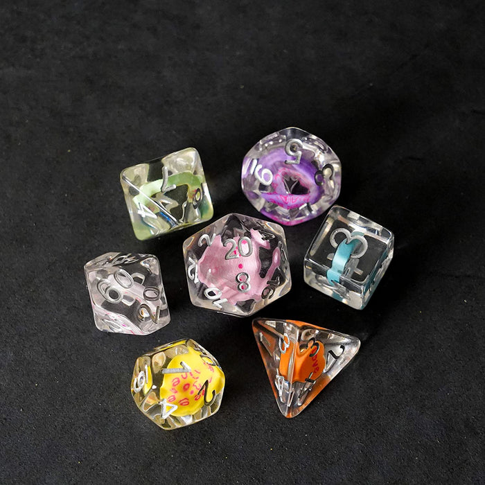 Metallic Dice Games 16mm Resin Poly DND Dice Set: Love Dice, Role Playing Game Dice for Dungeons and Dragons