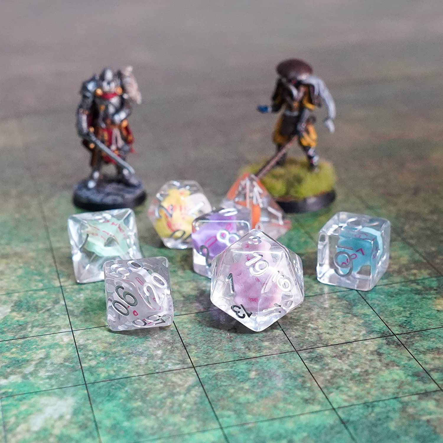 Metallic Dice Games 16mm Resin Poly DND Dice Set: Love Dice, Role Playing Game Dice for Dungeons and Dragons