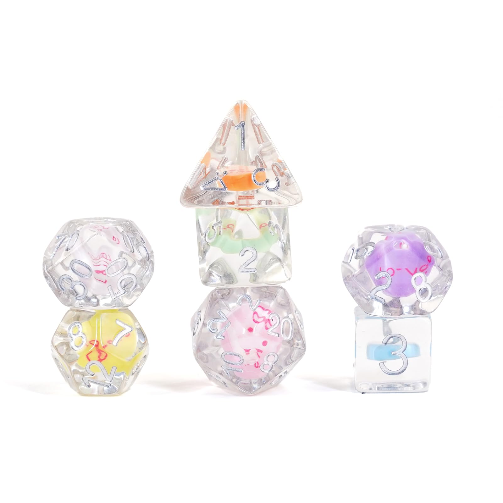 Metallic Dice Games 16mm Resin Poly DND Dice Set: Love Dice, Role Playing Game Dice for Dungeons and Dragons
