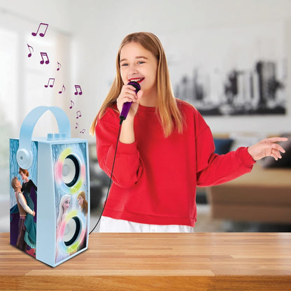 Lexibook, Frozen, Draagbare Bluetooth Lichtspreker met Microfoon, Lichteffecten, Karaoke, Draadloos, USB, SD-kaart, Oplaadbare batterij, Blauw/Paars, BTP180FZZ