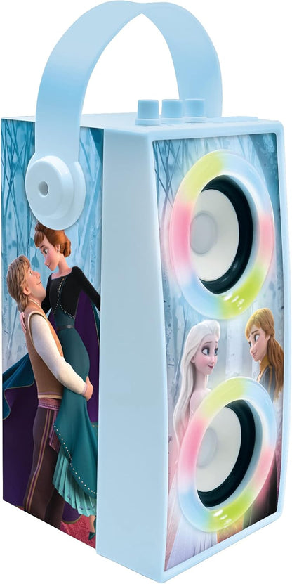 Lexibook, Frozen, Draagbare Bluetooth Lichtspreker met Microfoon, Lichteffecten, Karaoke, Draadloos, USB, SD-kaart, Oplaadbare batterij, Blauw/Paars, BTP180FZZ