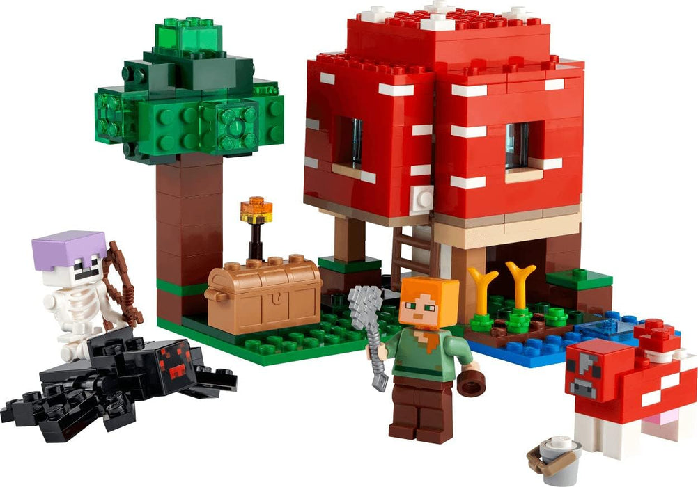 LEGO Minecraft The Mushroom House Set, Building Toy for Kids Age 8 plus, Gift Idea with Alex, Mooshroom & Spider Jockey Figures 21179 single