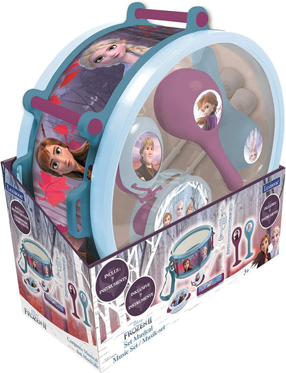 Lexibook K360FZ Disney Frozen Elsa Anna Toy, Set of 7 Music Instruments (Drum, Maracas, Castanet, Harmonica, Recorder, Trumpet, Tambourine), Convenient Game to Carry, Purple, Blue/White
