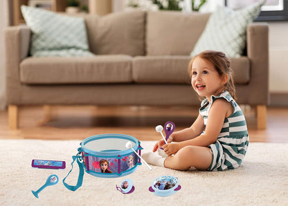Lexibook K360FZ Disney Frozen Elsa Anna Toy, Set of 7 Music Instruments (Drum, Maracas, Castanet, Harmonica, Recorder, Trumpet, Tambourine), Convenient Game to Carry, Purple, Blue/White