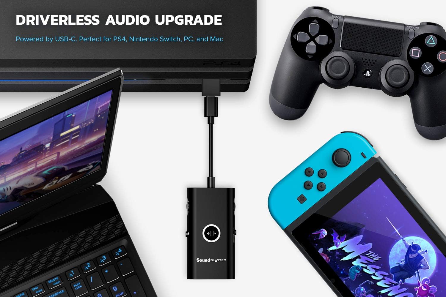 Creative Sound Blaster G3 Portable Console Gaming External Sound Card USB-C DAC Amplifier, Compatible With PS5, PS4, Switch, PC, Mac, for Headphones