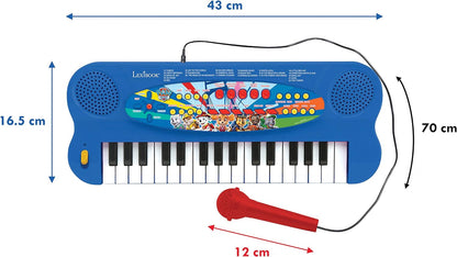 Lexibook Paw Patrol Teclado electrónico, Piano de 32 Teclas, Micrófono para Cantar, 22 Canciones de demostración, operado con batería, Azul/Rojo, Color