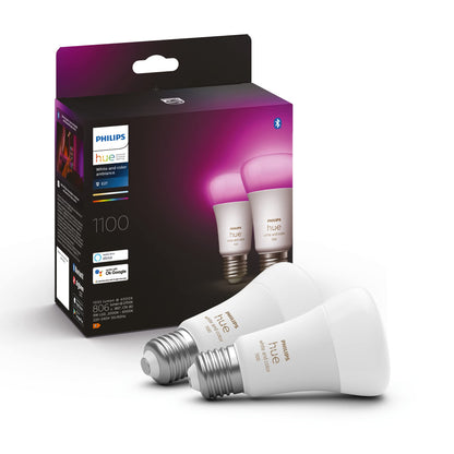 Philips Hue White and Colour Ambiance Smart Light Bulb 2 Pack 75W - 1100 Lumen  With Bluetooth. Works with Alexa, Google Assistant and Apple Homekit