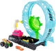 Hot Wheels Monster Trucks Glow in the Dark Epic Loop Challenge Playset with Launcher, Ramp & Giant Loop, Includes 1 1:64 Scale Die-Cast Truck & 1 Car, Toy Gift for Kids 4+, HBN02