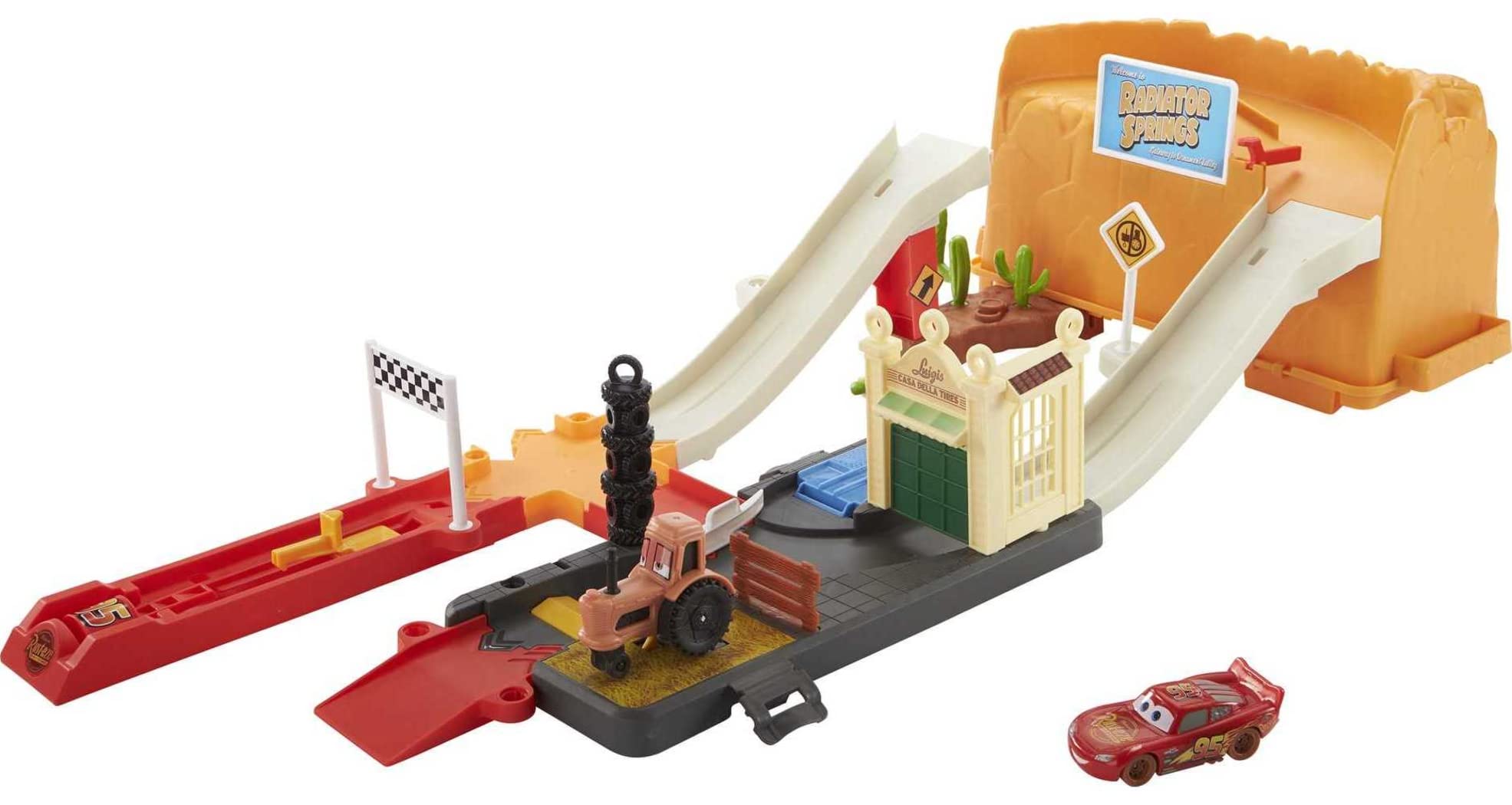 Disney and Pixar Cars Toys | Track Set and Storage | Race and Go Playset with Lightning McQueen Toy Car | 3 Configurations | Kids Gifts