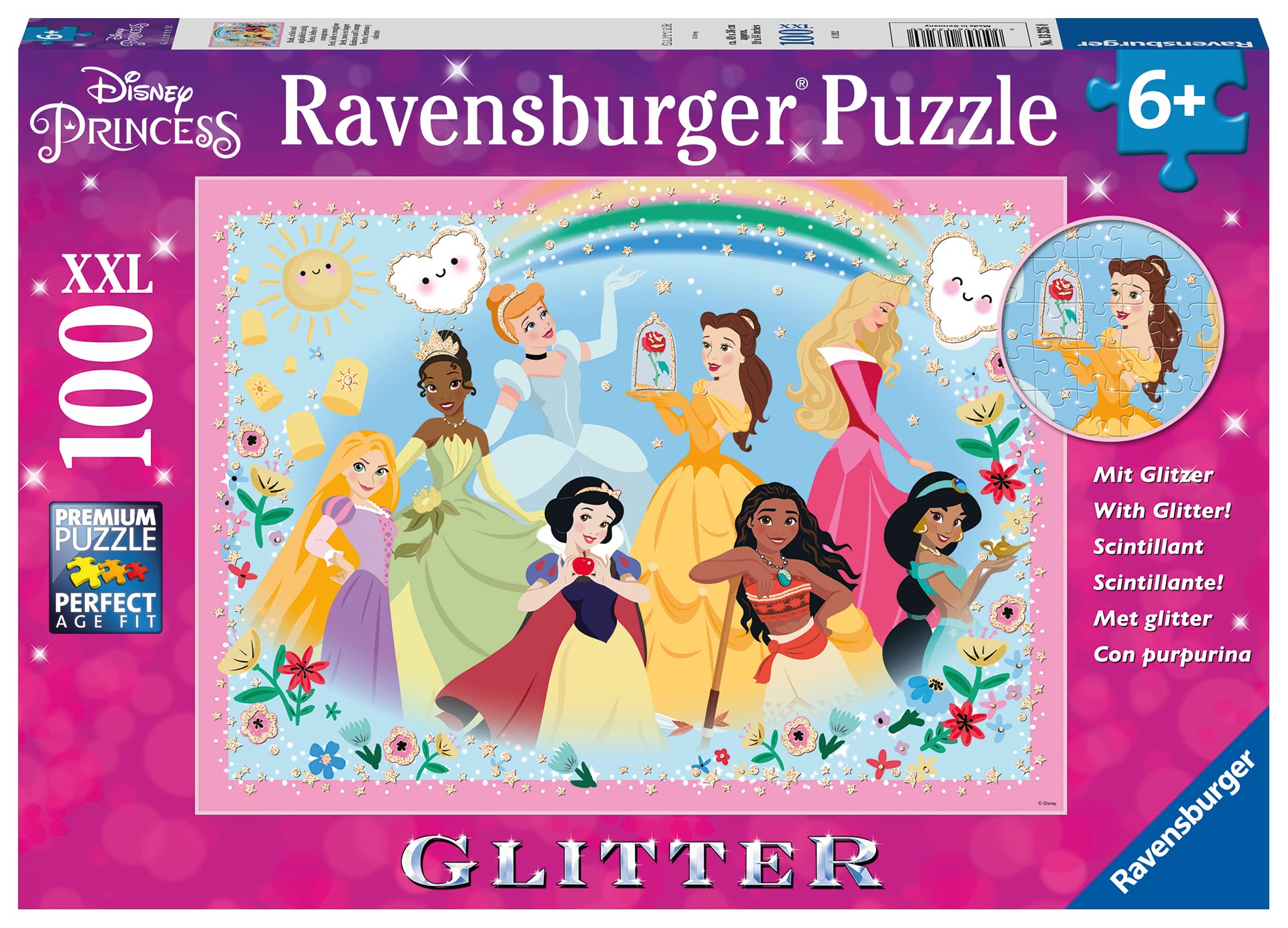 RAVENSBURGER PUZZLE 13326 Ravensburger 13326-Strong, Beautiful and Incredibly Bold-100 Pieces XXL Disney Princess Glitter Puzzle for Children from 6 Years
