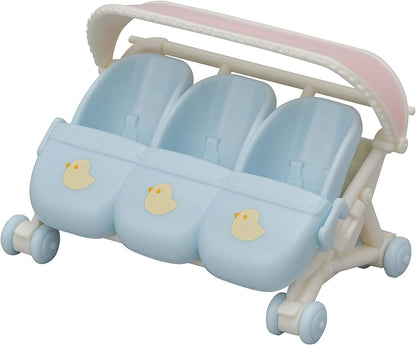 Sylvanian Families 5636 Husky Family - Dollhouse Playsets Multicolor,‎3 x 3.5 x 8.5 cm & 5533 Triplets Stroller - Dollhouse Playsets, Blue, Small