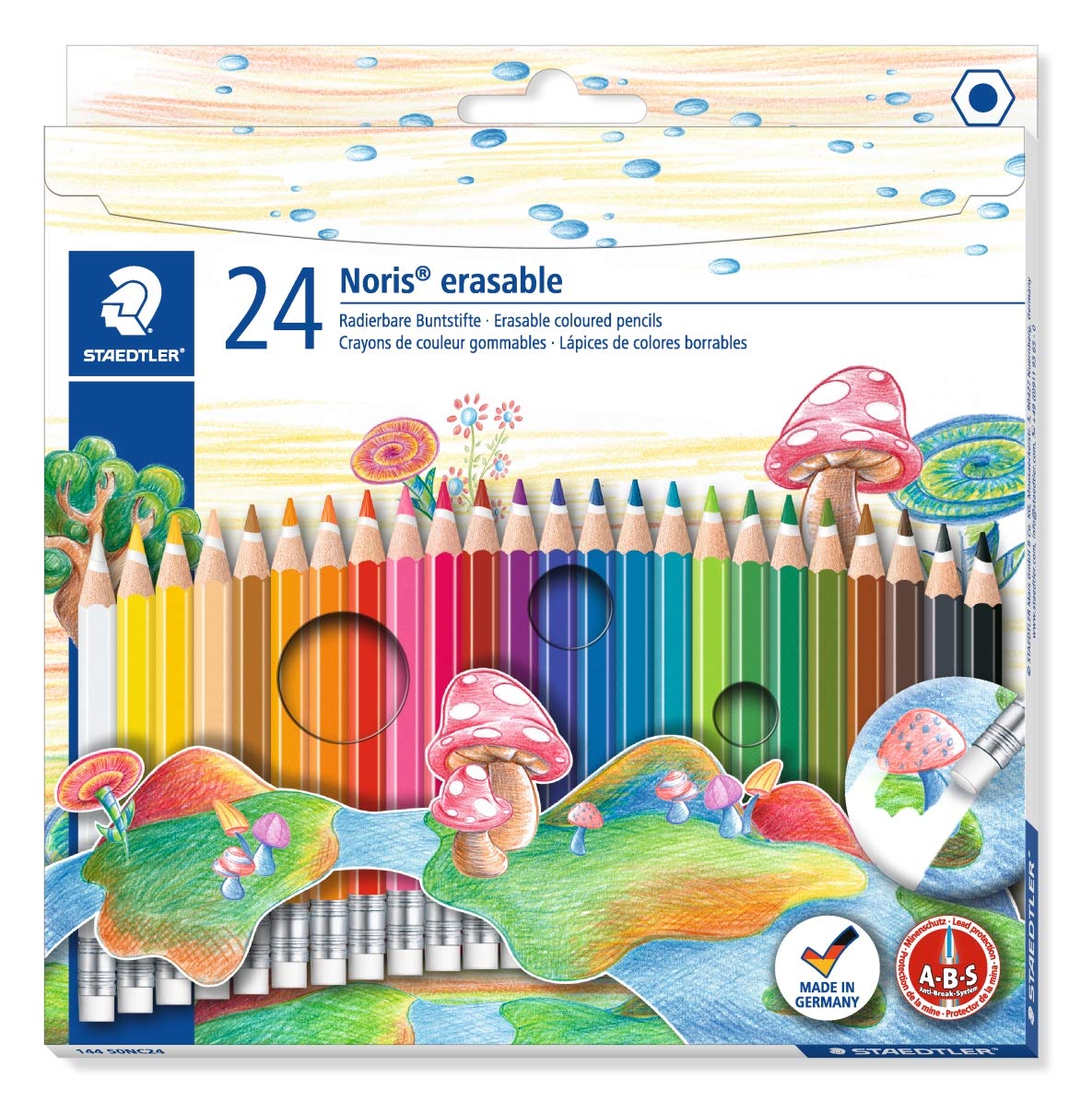 STAEDTLER 144 50NC24 Noris Club Erasable Colouring Pencils - Assorted Colours, Pack of 24
