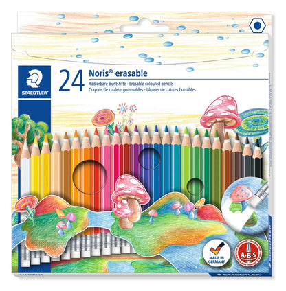 STAEDTLER 144 50NC24 Noris Club Erasable Colouring Pencils - Assorted Colours, Pack of 24