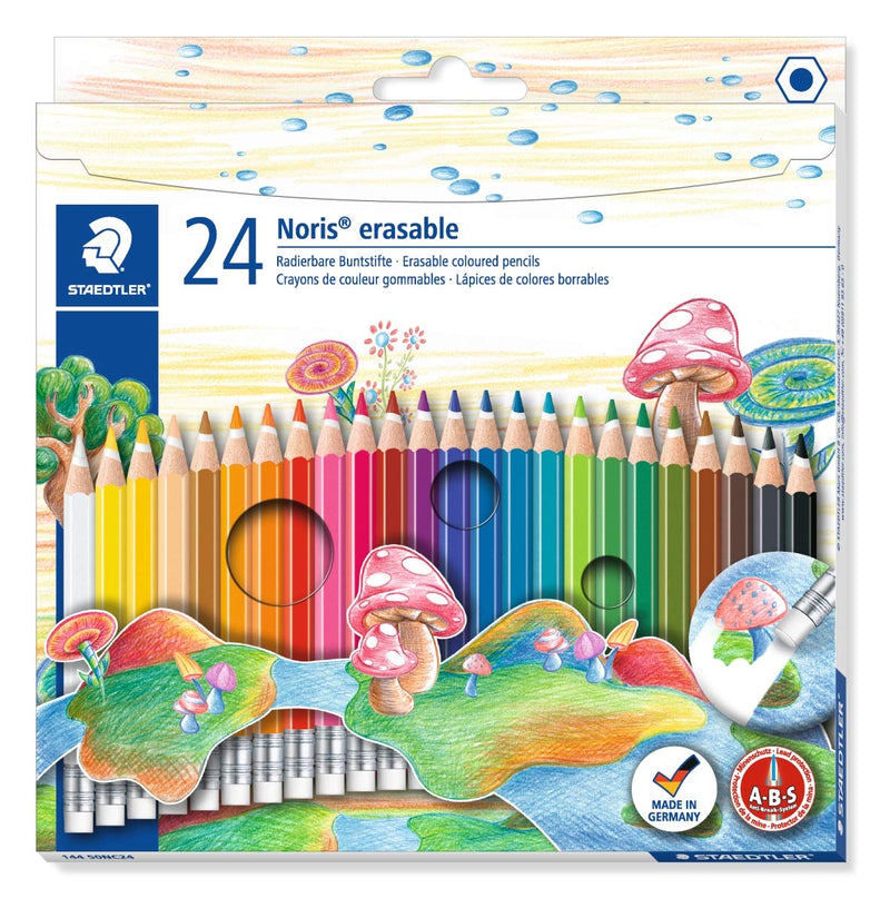 STAEDTLER 144 50NC24 Noris Club Erasable Colouring Pencils - Assorted Colours, Pack of 24