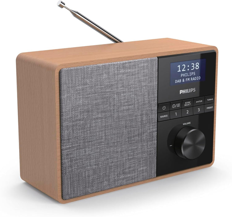 Philips Audio R5505/10 Bluetooth Radio (Wooden Housing, DAB+/FM Radio, 3-Inch Broadband Speaker Driver, Kitchen Timer, Kitchen Radio) & Philips R5005/10 Clock Radio, DAB+ Radio, Brown/Grey + Clock Rad