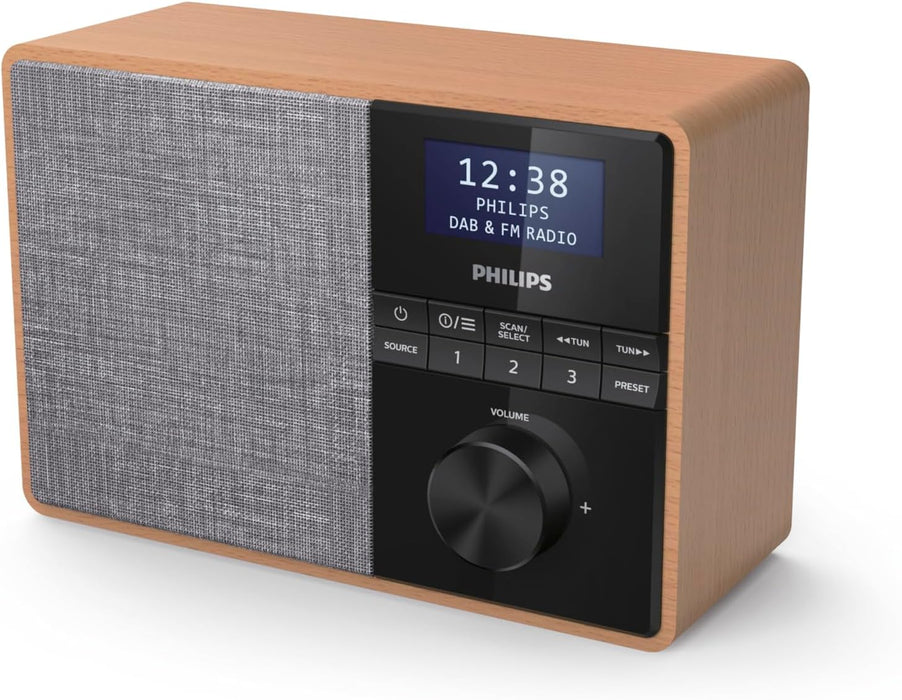 Philips Audio R5505/10 Bluetooth Radio (Wooden Housing, DAB+/FM Radio, 3-Inch Broadband Speaker Driver, Kitchen Timer, Kitchen Radio) & Philips R5005/10 Clock Radio, DAB+ Radio, Brown/Grey + Clock Rad