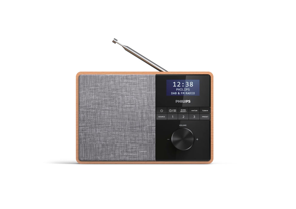 Philips Audio R5505/10 Bluetooth Radio (Wooden Housing, DAB+/FM Radio, 3-Inch Broadband Speaker Driver, Kitchen Timer, Kitchen Radio) & Philips R5005/10 Clock Radio, DAB+ Radio, Brown/Grey + Clock Rad