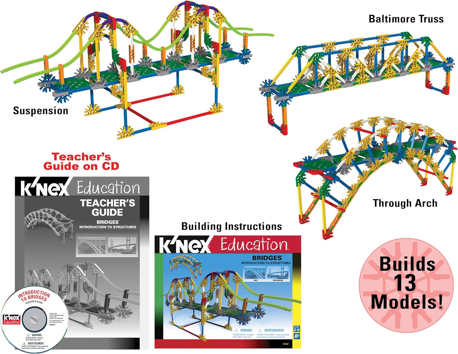 K'NEX STEAM Education Intro to Simple Machines: Bridges Educational Toys for Kids, STEM Learning Kit, Engineering for Kids, Construction Toys for Kids Ages 8+ Basic Fun 78640