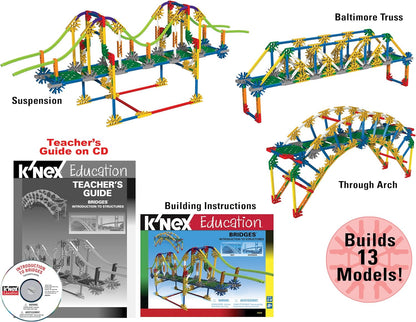 K'NEX STEAM Education Intro to Simple Machines: Bridges Educational Toys for Kids, STEM Learning Kit, Engineering for Kids, Construction Toys for Kids Ages 8+ Basic Fun 78640