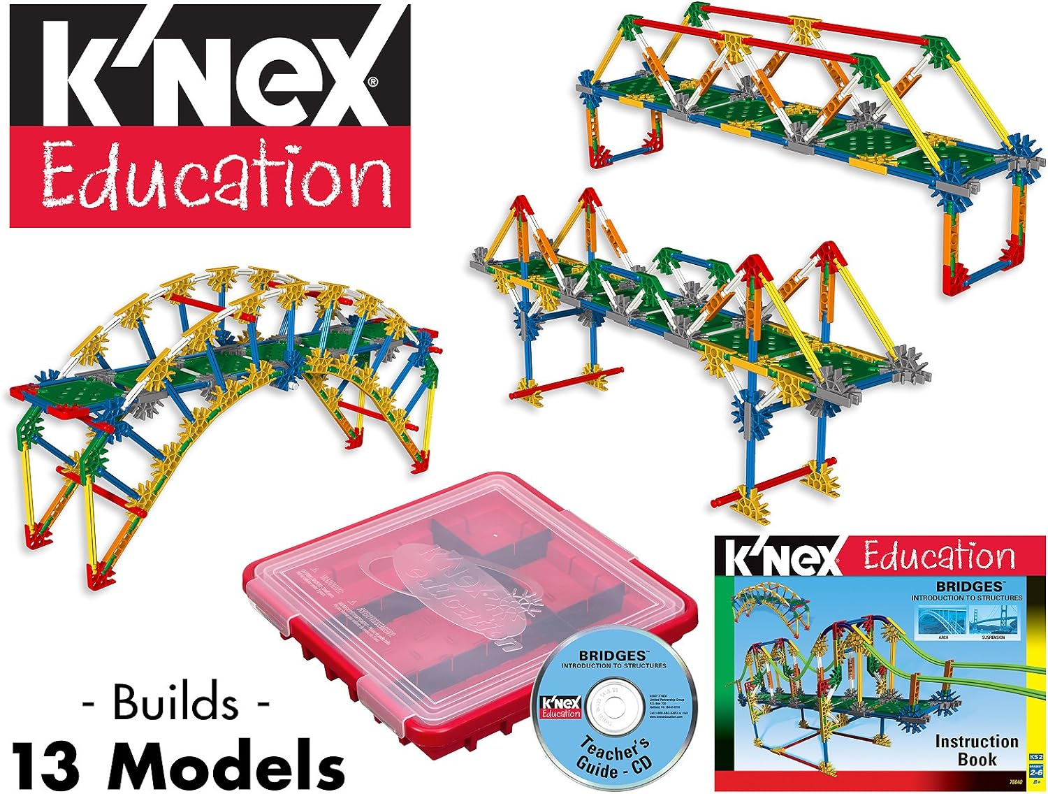 K'NEX STEAM Education Intro to Simple Machines: Bridges Educational Toys for Kids, STEM Learning Kit, Engineering for Kids, Construction Toys for Kids Ages 8+ Basic Fun 78640