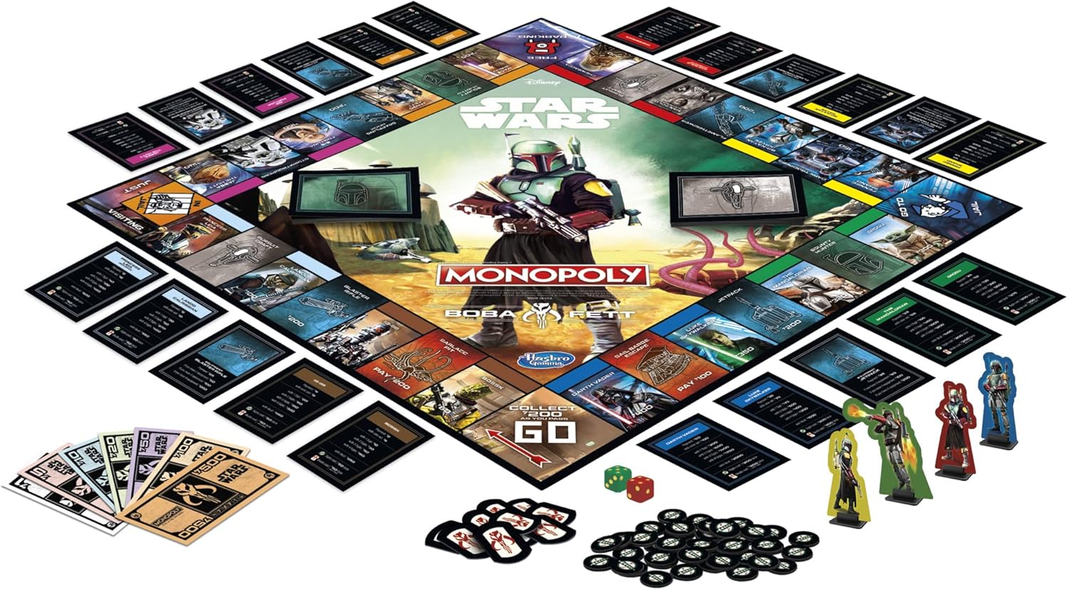 Hasbro Gaming Monopoly: Star Wars Boba Fett Edition - Juego de mesa para niños a partir de 8 años, inspirado en las películas de Star Wars y la serie de televisión The Mandalorian