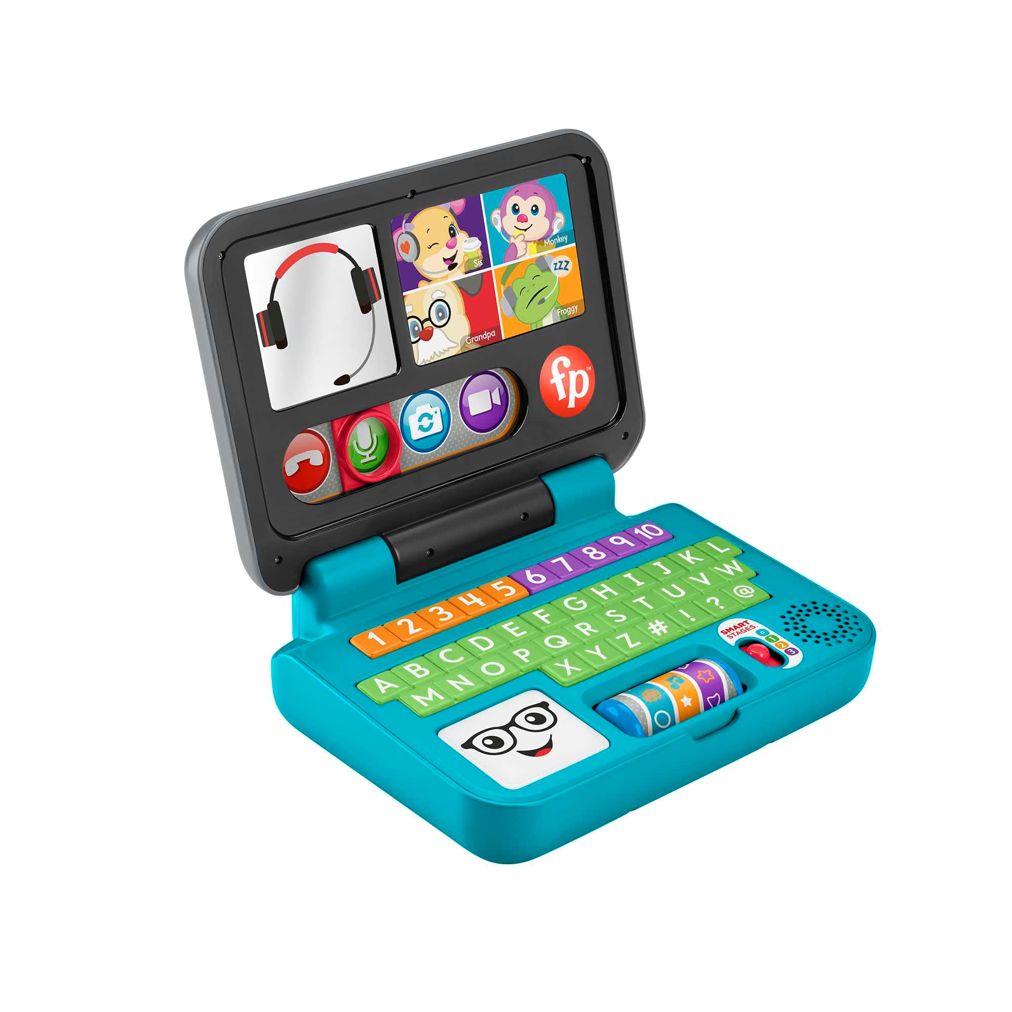 Fisher-Price Laugh & Learn Let's Connect Laptop - UK English Edition, electronic toy with Smart Stages learning content for infants and toddlers United Kingdom Multicolor