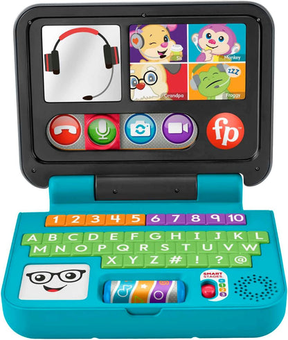 Fisher-Price Laugh & Learn Let's Connect Laptop - UK English Edition, electronic toy with Smart Stages learning content for infants and toddlers United Kingdom Multicolor