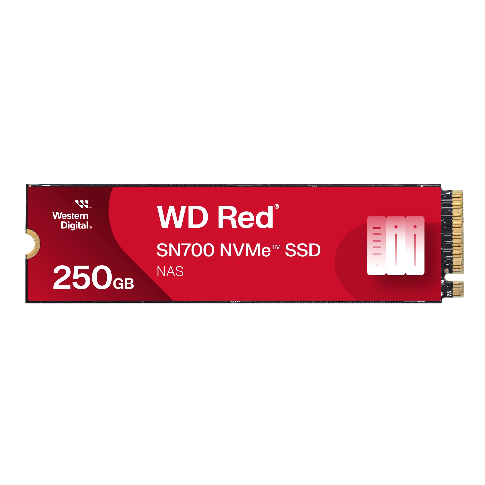 WD Red SN700 250GB NVMe SSD for NAS devices, with robust system responsiveness and exceptional I/O performance 250GB PCIe/NVMe M.2 red