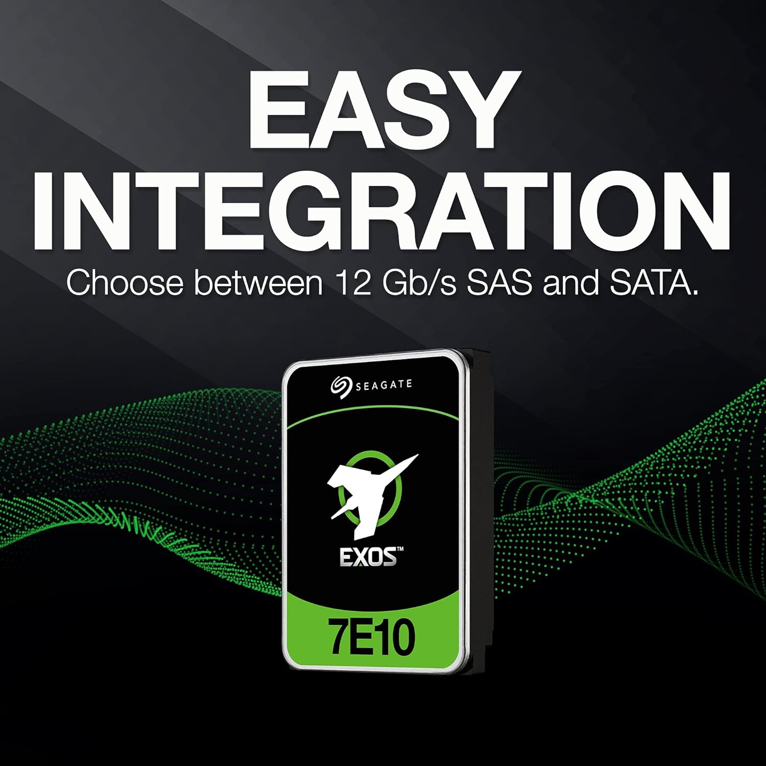 Seagate Exos 7E10 6TB Internal Hard Drive HDD - 3.5 Inch 4Kn SAS 12GB/s, 7.200 RPM, 256MB Cache and 2M MTBF for Enterprise, Data Centre (ST6000NM005B