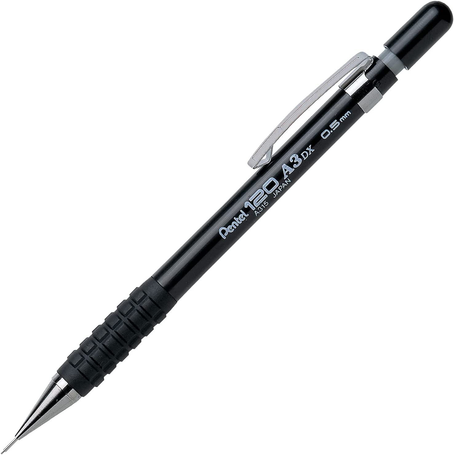 Pentel Sensi-Grip Automatic Pencil, 0.5mm, Black Barrel, Box of 12 (A315A