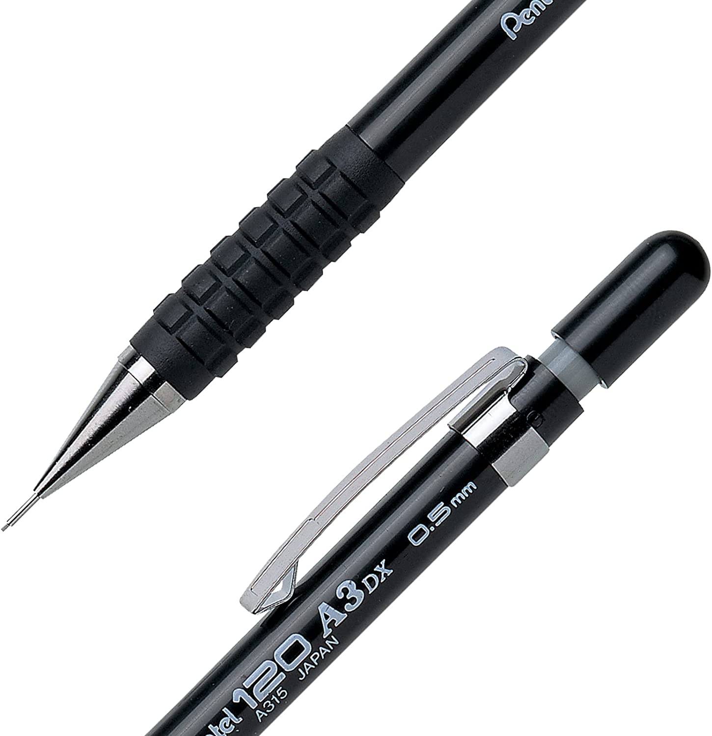 Pentel Sensi-Grip Automatic Pencil, 0.5mm, Black Barrel, Box of 12 (A315A