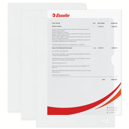 Esselte TS-110386 A4 Embossed Folder, Clear, Pack of 100