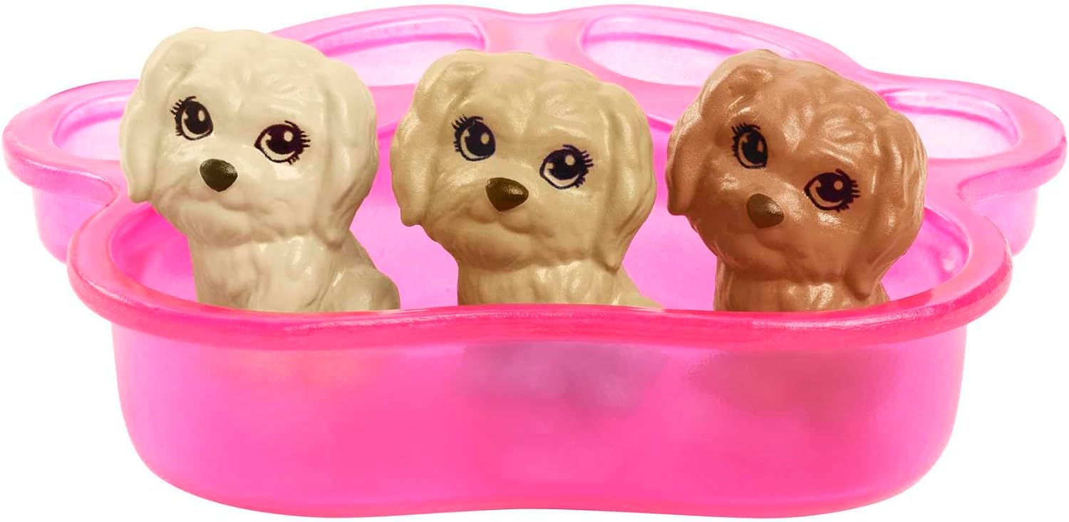 Barbie Doll and Newborn Pups Playset with Dog, 3 Puppies & Accessories, 3 to 7 Year Olds , Black & Kitty Condo Doll and Pets Playset , 1 Cat, 4 Kittens, Cat Tree & Accessories + Kitty Condo Doll and P