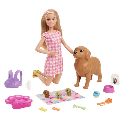 Barbie Doll and Newborn Pups Playset with Dog, 3 Puppies & Accessories, 3 to 7 Year Olds , Black & Kitty Condo Doll and Pets Playset , 1 Cat, 4 Kittens, Cat Tree & Accessories + Kitty Condo Doll and P