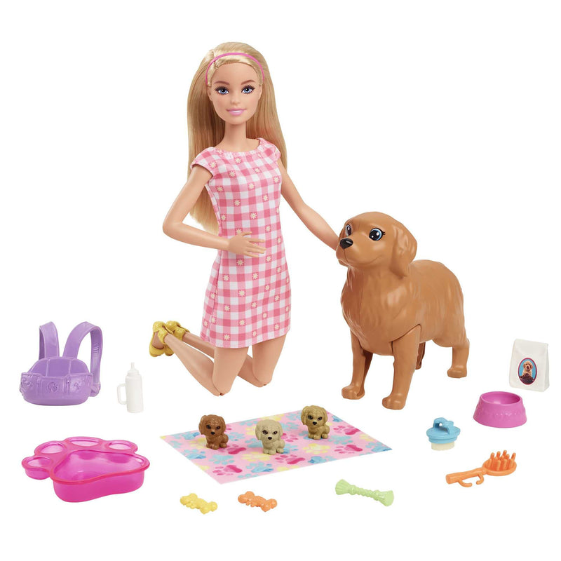 Barbie Doll and Newborn Pups Playset with Dog, 3 Puppies & Accessories, 3 to 7 Year Olds , Black & Kitty Condo Doll and Pets Playset , 1 Cat, 4 Kittens, Cat Tree & Accessories + Kitty Condo Doll and P