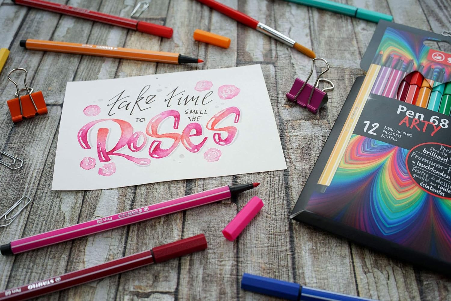 Premium Fibre-Tip Pen - STABILO Pen 68 - ARTY - Pack of 24 - Assorted Colours