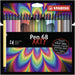 Premium Fibre-Tip Pen - STABILO Pen 68 - ARTY - Pack of 24 - Assorted Colours