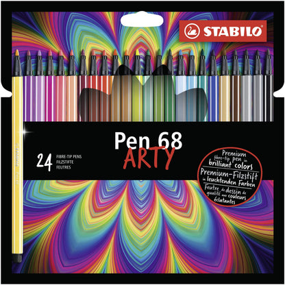 Premium Fibre-Tip Pen - STABILO Pen 68 - ARTY - Pack of 24 - Assorted Colours