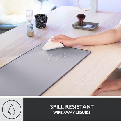 Logitech Desk Mat - Studio Series, Multifunctional Large Desk Pad, Extended Mouse Mat, Office Desk Protector with Anti-slip Base, Spill-resistant Durable Design - Grey Grey Large