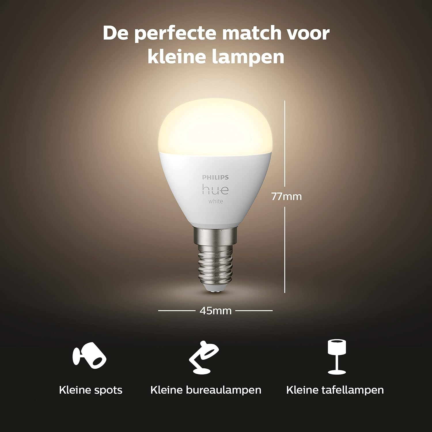 Philips Hue White Smart Light Bulb Lustre  With Bluetooth. Works with Alexa, Google Assistant, Apple Homekit 1 Count (Pack of 1) New Generation (Lustre (Golf ball