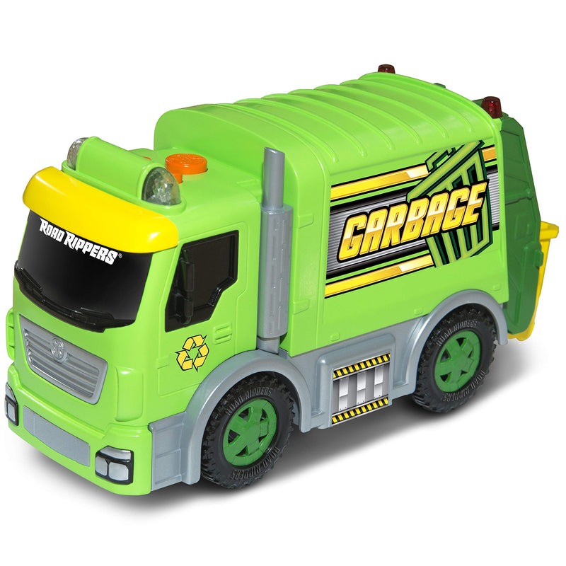 Nikko 20022 Road Rippers City Service Fleet Müllwagen, Müllauto mit Tonne, Hebefunktion, Licht & Sound Effekte, realistische Fahrgeräusche, inklusive Batterien, für Kinder ab 3 Jahre, ca. 20 cm, Grün