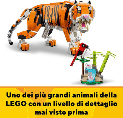 LEGO Creator 3 in 1 Mighty Dinosaurs & Majestic Tiger, Panda or Koi Fish Set | Toy Figures & Models With Posable Joints for 7-12 Year Old Kids, Boys & Girls