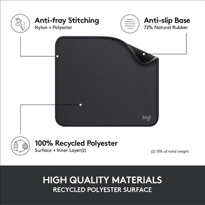 Logitech Mouse Pad - Studio Series, Computer Mouse Mat with Anti-slip Rubber Base, Easy Gliding, Spill-Resistant Surface, Durable Materials, Portable, in a Fresh Modern Design