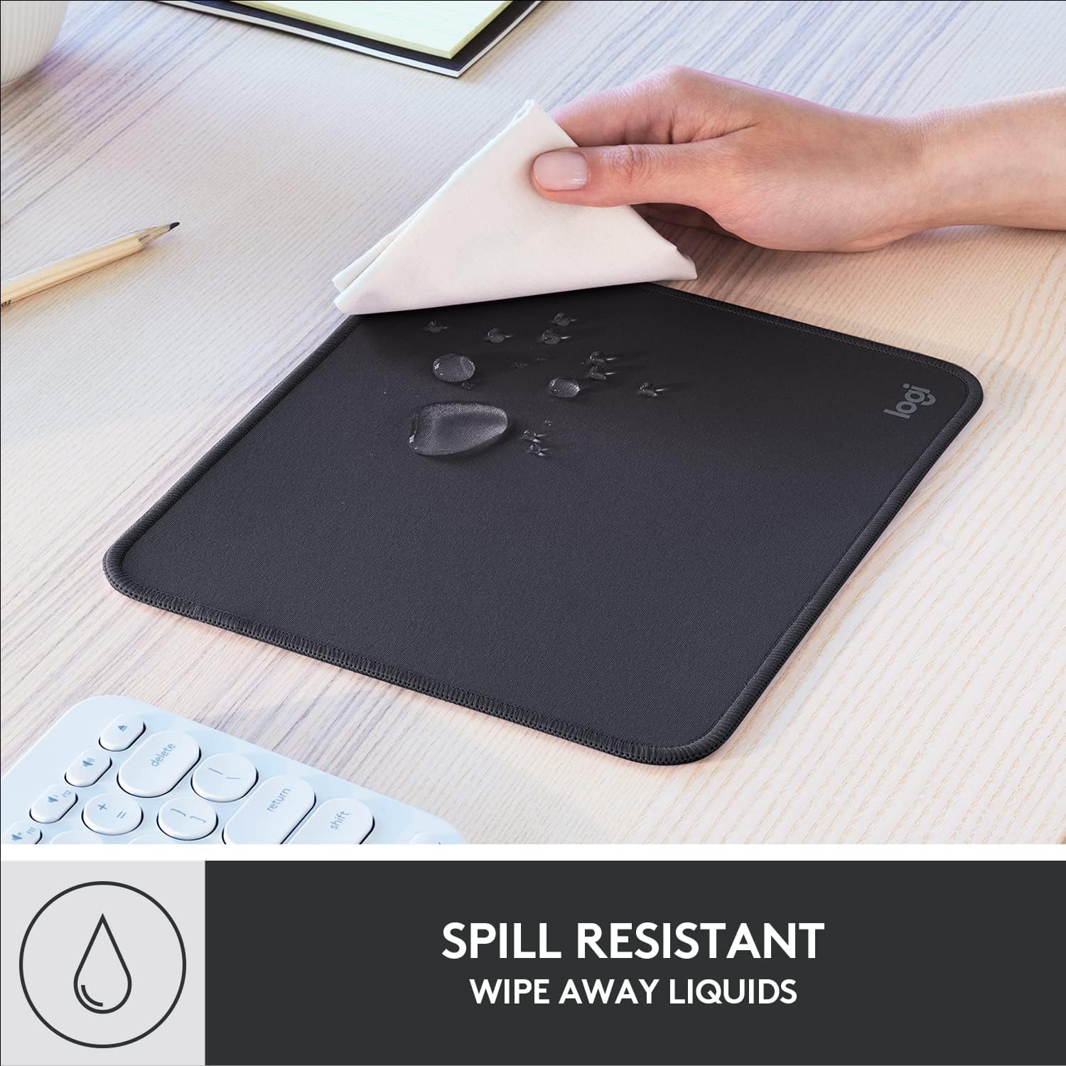 Logitech Mouse Pad - Studio Series, Computer Mouse Mat with Anti-slip Rubber Base, Easy Gliding, Spill-Resistant Surface, Durable Materials, Portable, in a Fresh Modern Design