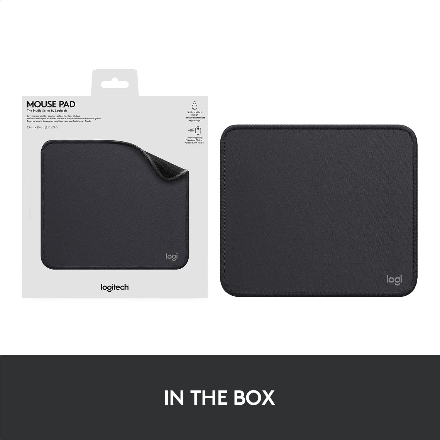 Logitech Mouse Pad - Studio Series, Computer Mouse Mat with Anti-slip Rubber Base, Easy Gliding, Spill-Resistant Surface, Durable Materials, Portable, in a Fresh Modern Design
