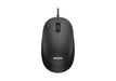 PHILIPS SPK7207B Mouse, Wired, USB 2.0, Ambidextrous Shape, for Right and Left Handed Users, 1200 DPI Optical Sensor, Black