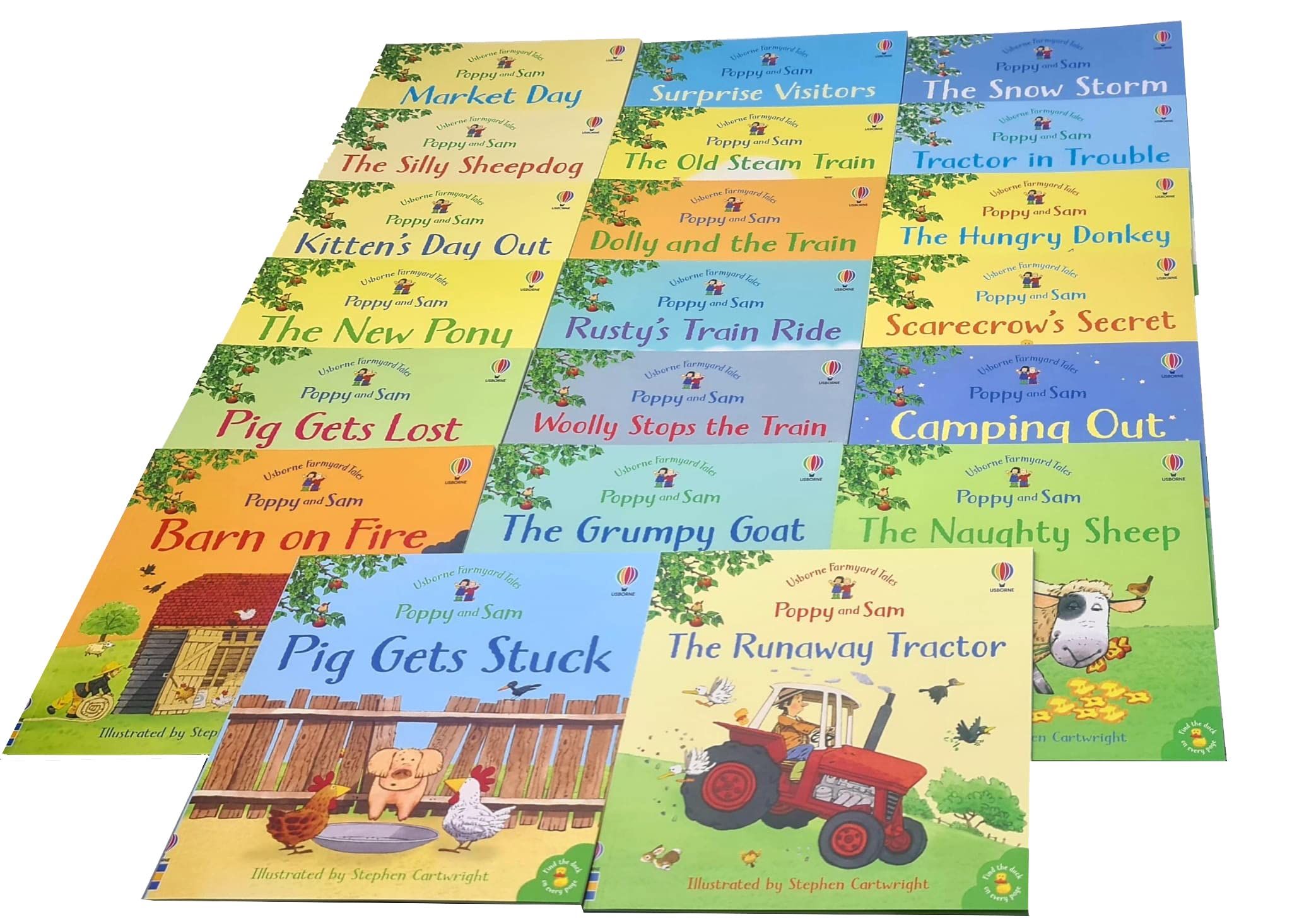 Usborne Farmyard Tales Poppy and Sam Series 20 Books Collection Box Set By Heather Amery (The Hungry Donkey, Camping Out, Tractor in Trouble & More