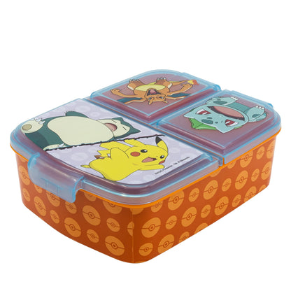 Stor Pokemon Kids Childrens Multi Compartment Rectangular School Travel Lunch Food Box Sandwich Bento Container, BPA Free (Multicolour