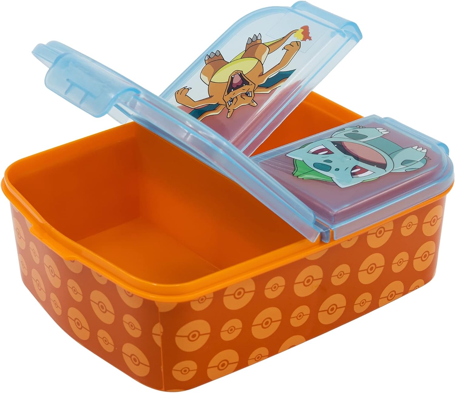 Stor Pokemon Kids Childrens Multi Compartment Rectangular School Travel Lunch Food Box Sandwich Bento Container, BPA Free (Multicolour