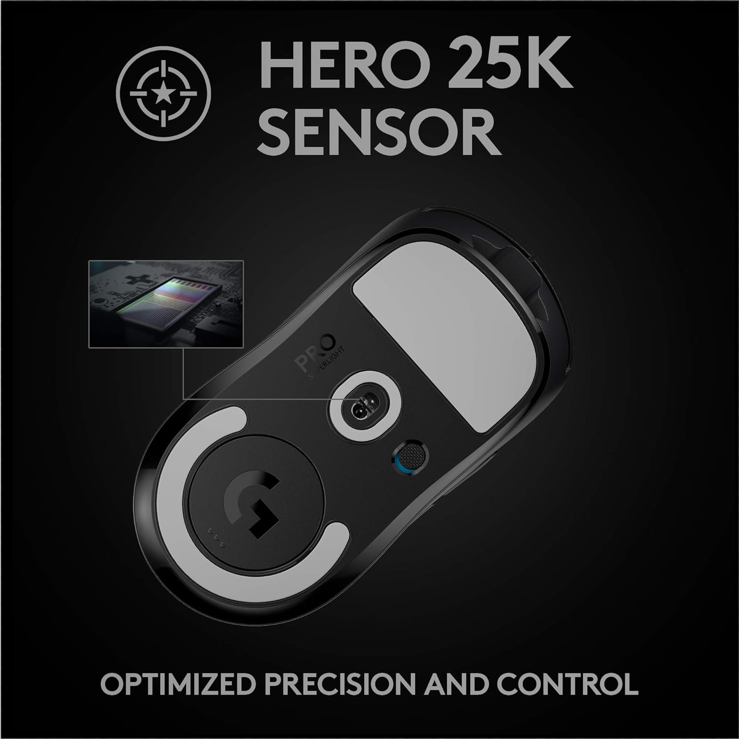 Logitech G PRO X SUPERLIGHT Mouse Gaming Wireless, Sensore HERO 25K, 25.600 DPI, Ultraleggero con 63g, Progettato ‎per eSport, 5 Pulsanti Programmabili, PC/Mac/Laptop - Nero